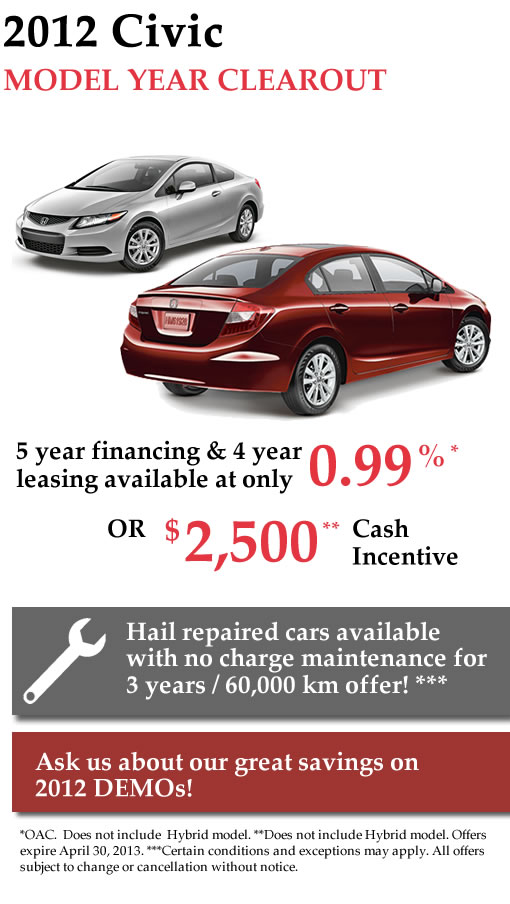New 2012 Honda Civics for Sale
