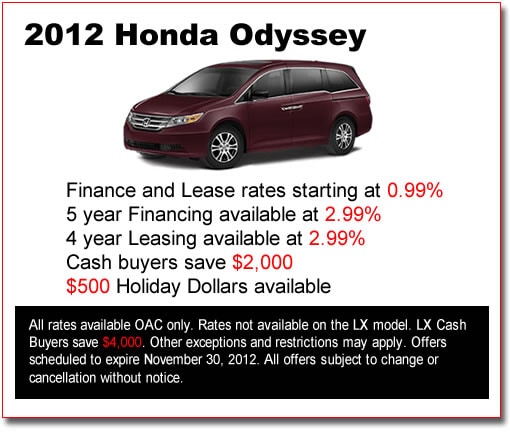 New 2012 Honda Odysseys for Sale