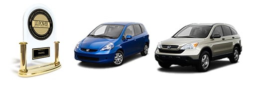 2008 Honda Fit and CRV receive JD Power's top dependability award.