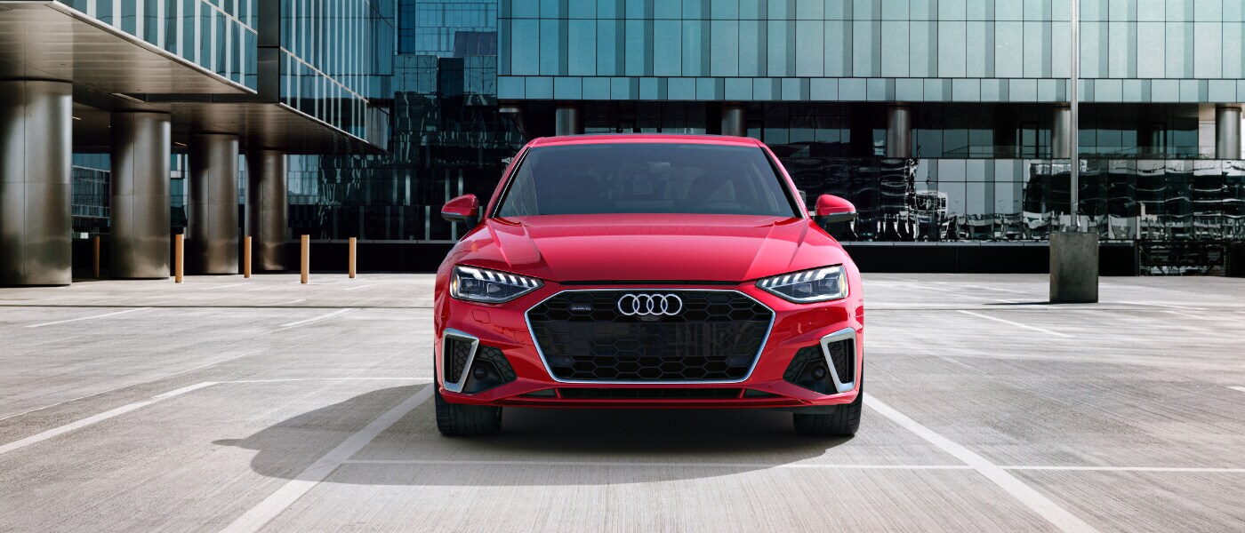 Audi red exterior sedan front view