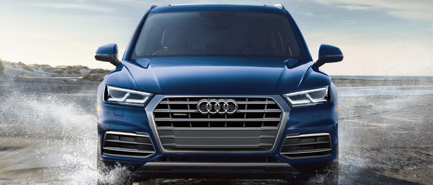 2020 Blue Audi Q5 Driving Through Water