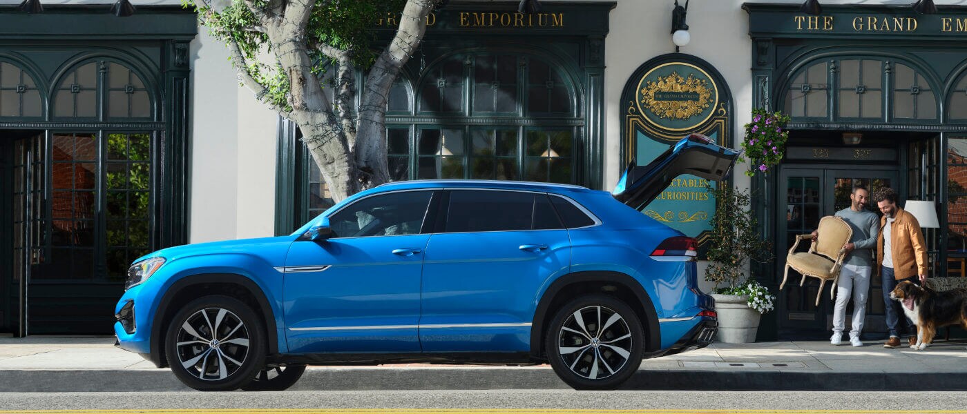 2026 Volkswagen Atlas Cross Sport Exterior On Street In Front Of Shop