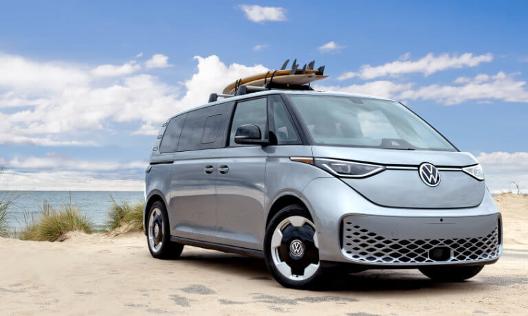 2025 VW ID. Buzz Exterior On Beach With Surf Boards