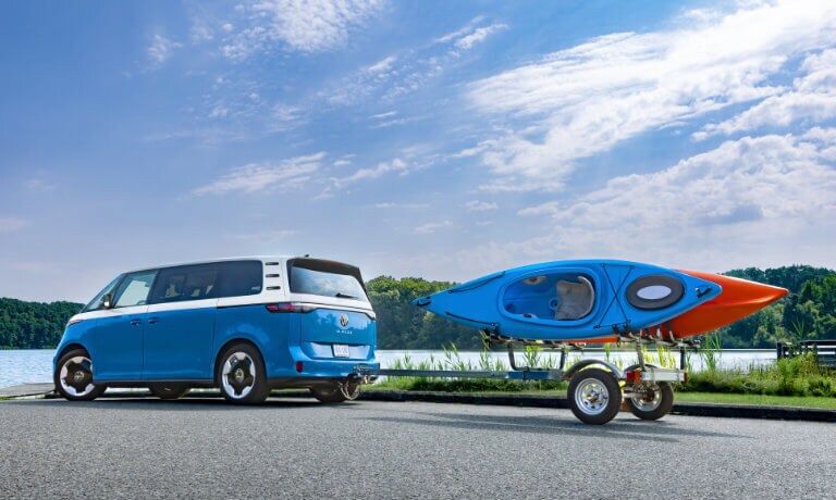 2025 VW ID. Buzz Exterior Towing Kayaks To Lake
