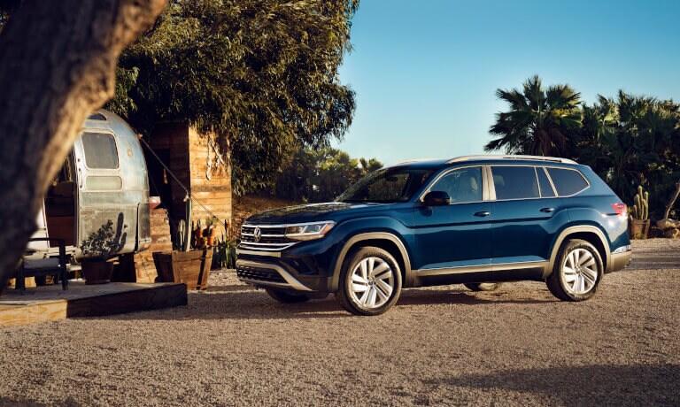 2021 VW Tiguan Exterior Parked By A Lake At Sunset