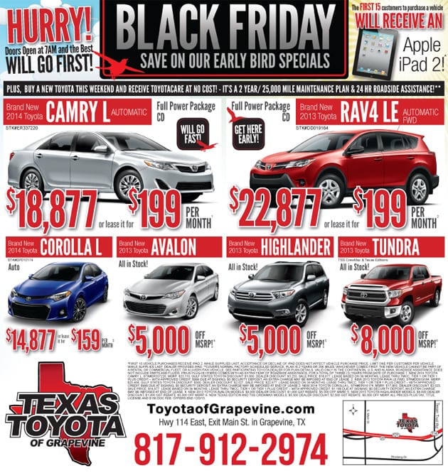 Black friday car deals 2012 toyota