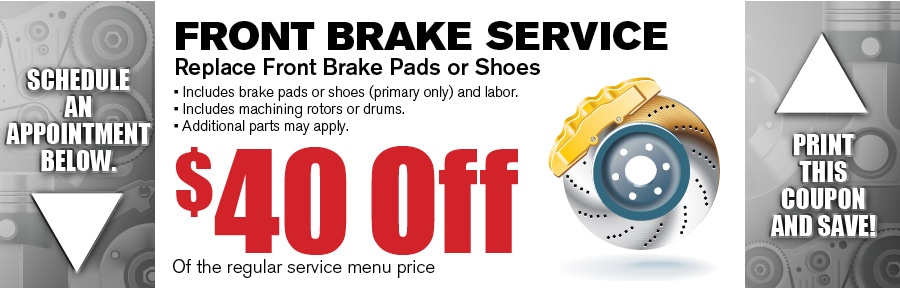 Money Saving Auto Service Coupon from Texas Toyota of Grapevine TX for Brake Pad Service