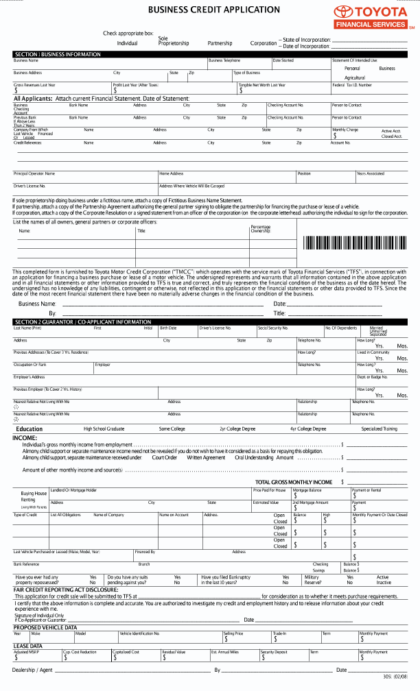 toyota business credit application pdf #2