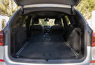 BMW X3 empty cargo space with rear seats folden down