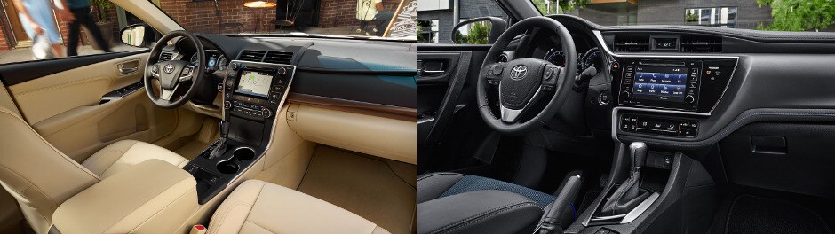 2017 Toyota Camry interior and 2017 Toyota Corolla interior