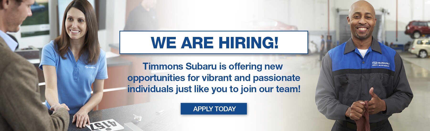 Timmons-Subaru-HPS-2019-We-Are-Hiring.jpg Join the Timmons Subaru of Long Beach Team. See Job Opportunities available now!