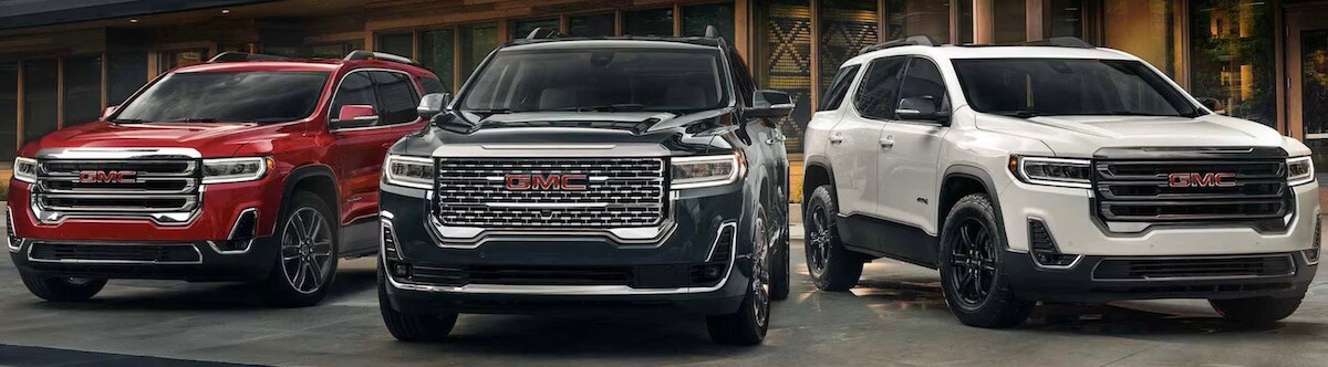 2023 GMC Acadia Model lineup.jpg 2023 GMC Acadia Model lineup in red, black, and white