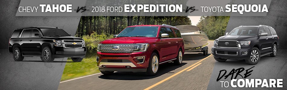 Tipton Ford: Comparing The 2018 Ford Expedition to the Chevrolet Tahoe and Toyota Sequoia in Brownsville, TX Tipton Ford: Comparing The 2018 Ford Expedition to the Chevrolet Tahoe and Toyota Sequoia in Brownsville, TX