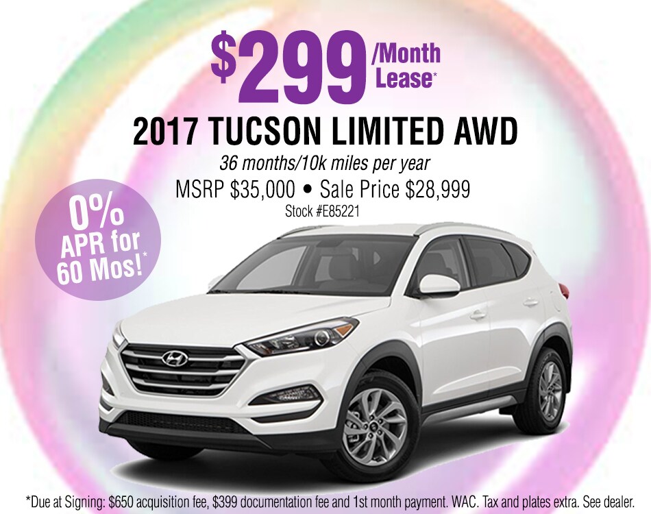 $299/Month Lease 2017 Tucson