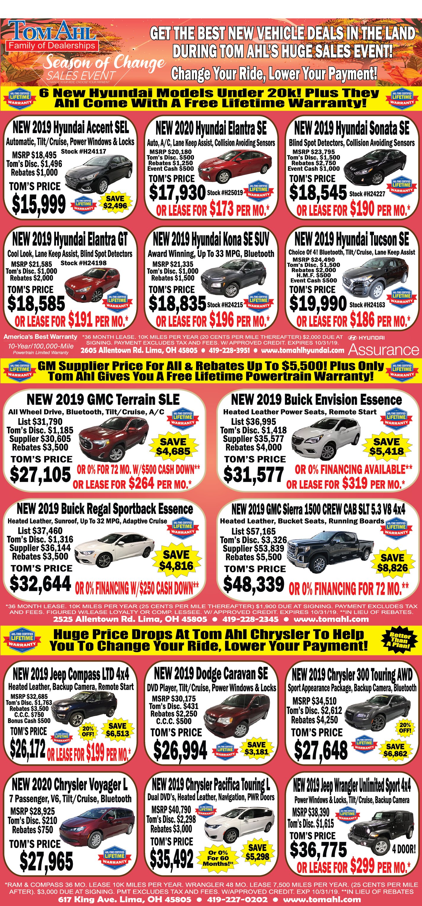 Tom Ahl New Car Newspaper Ad