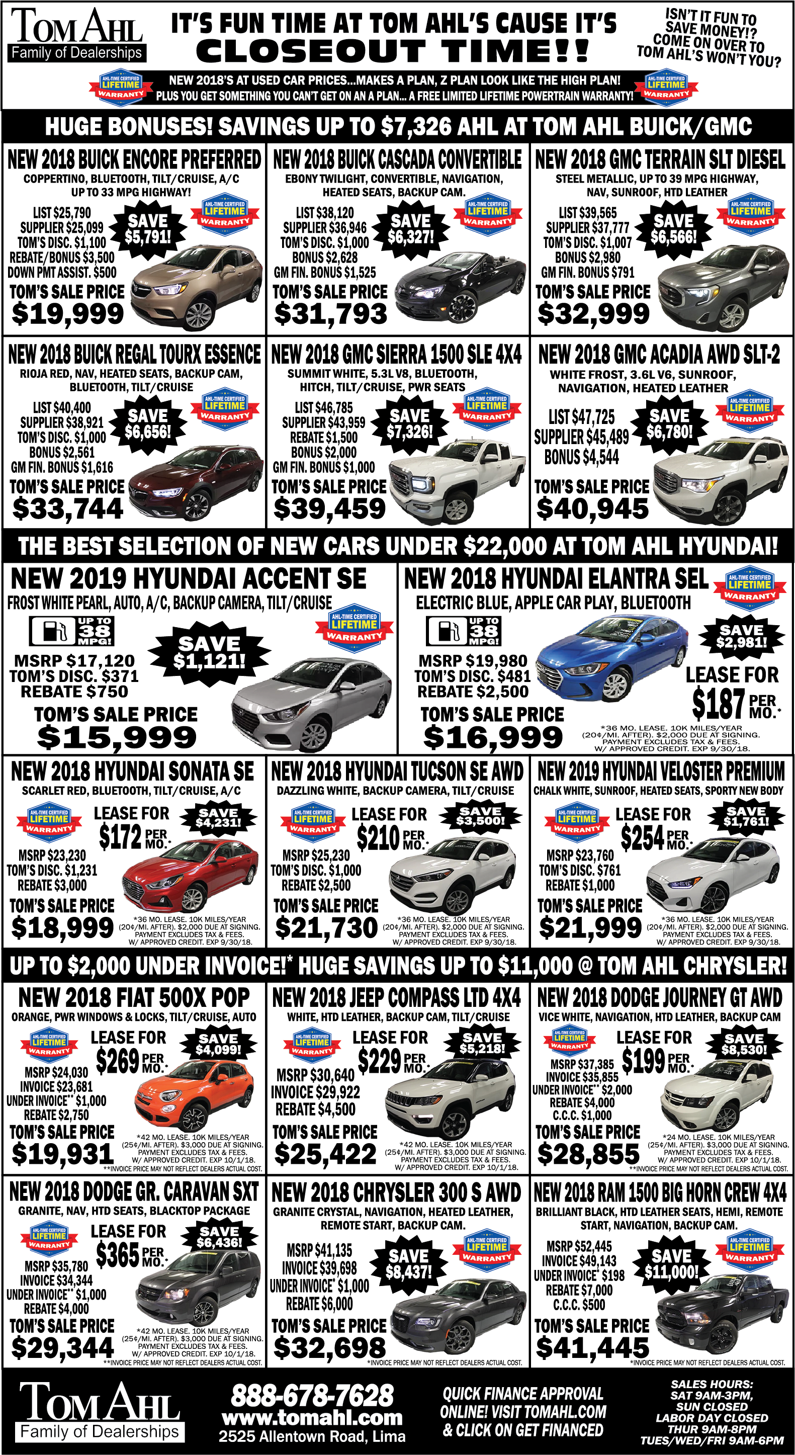 Tom Ahl New Car Ad