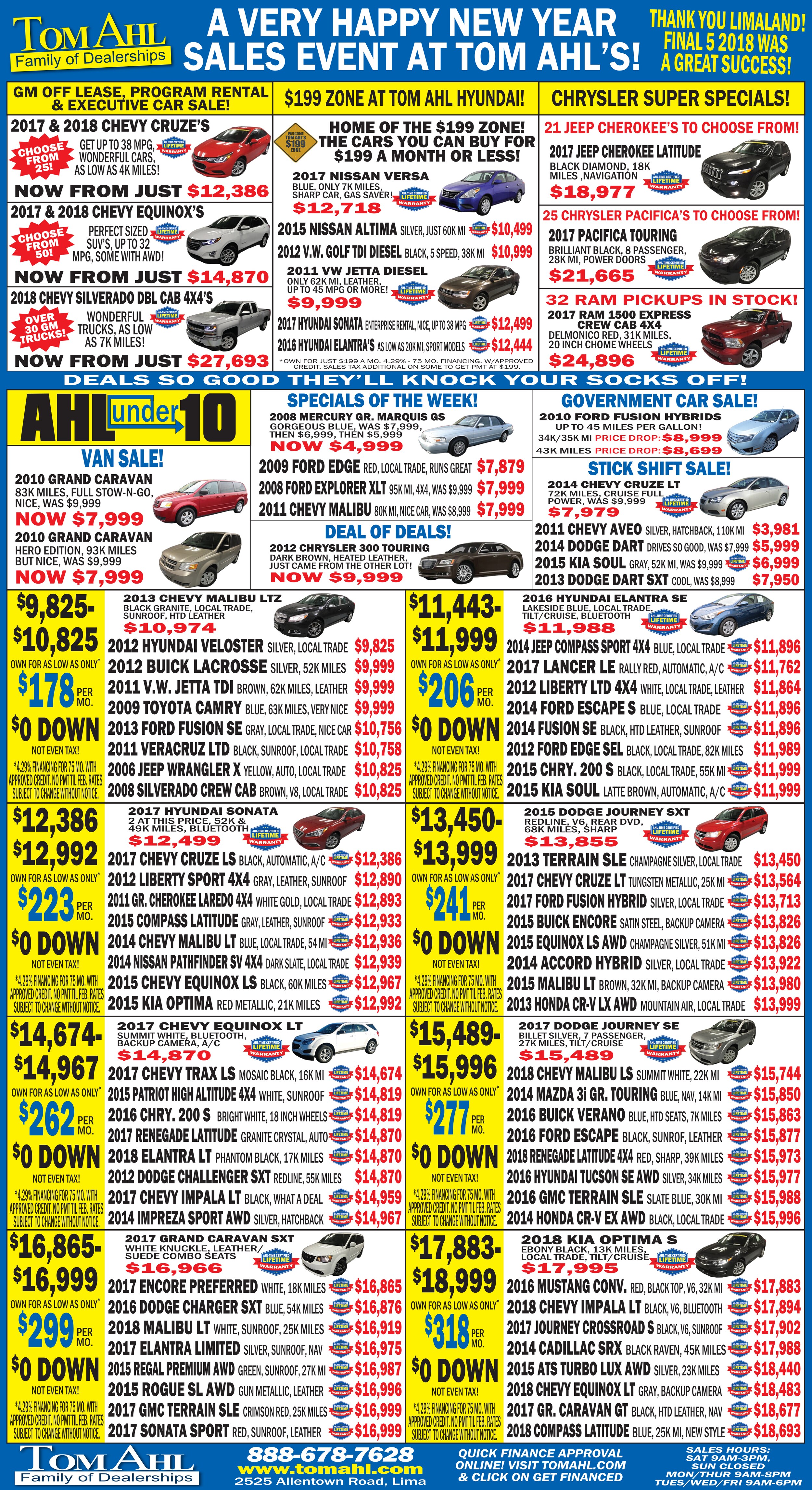 Tom Ahl Used Car Newspaper Ad