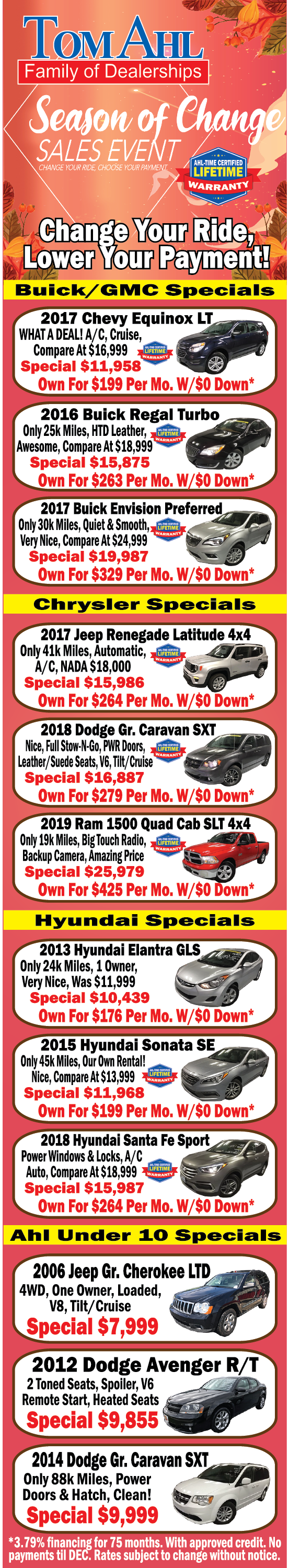 Tom Ahl Used Car Newspaper Ad