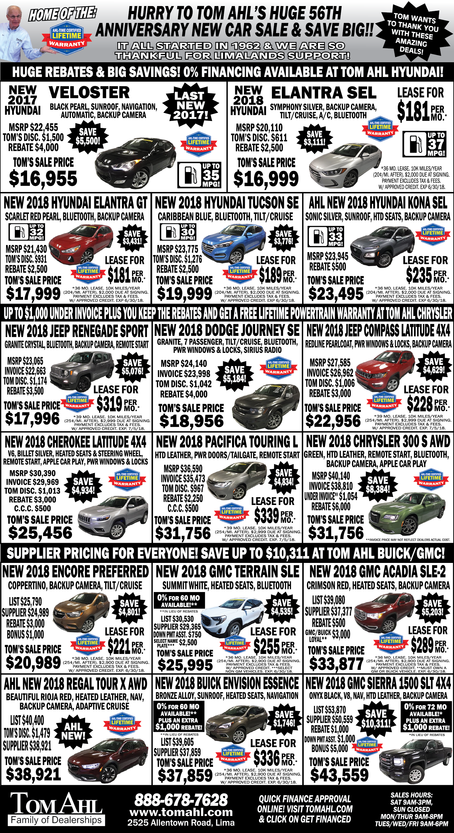 Tom Ahl New Car Specials