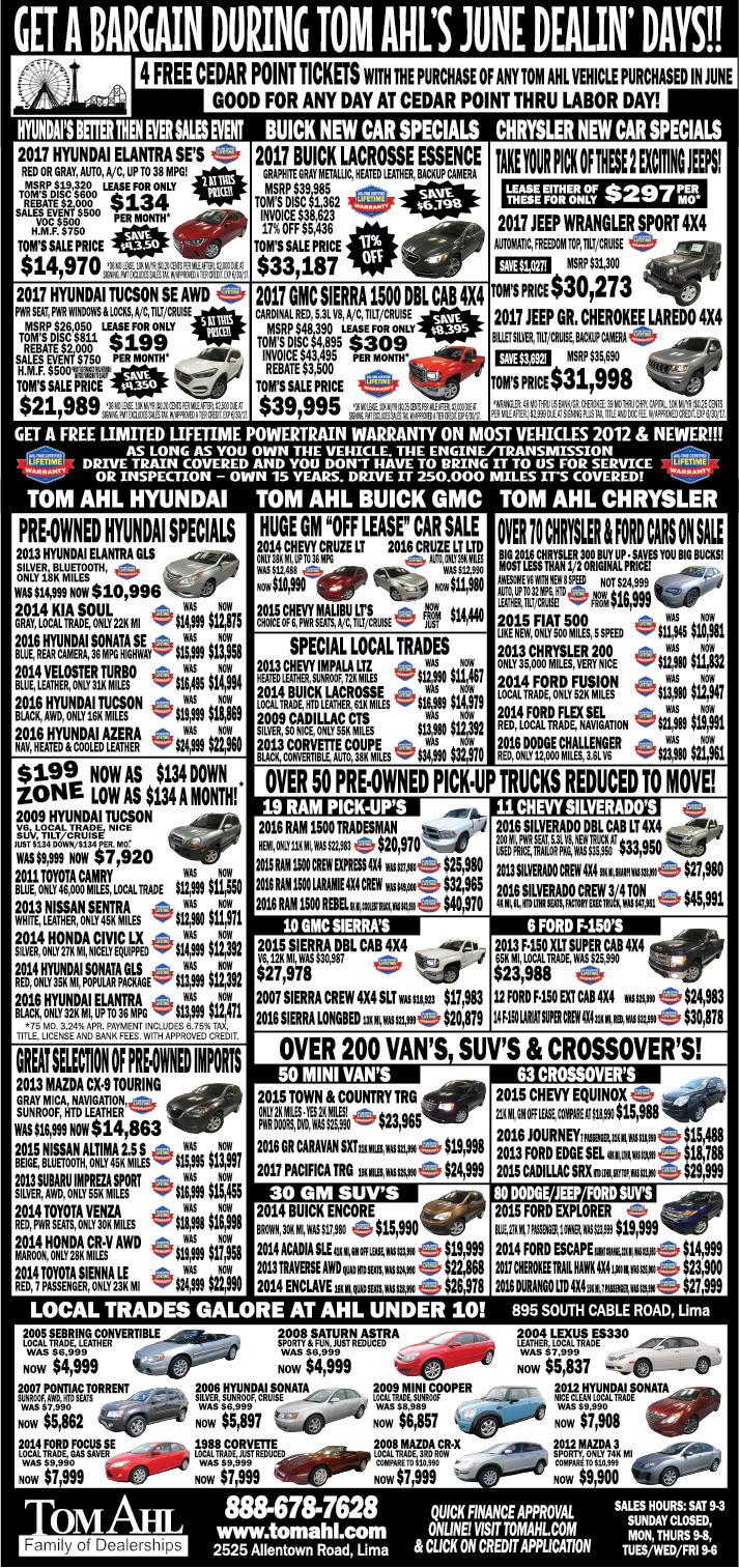 Tom Ahl Newspaper Ad