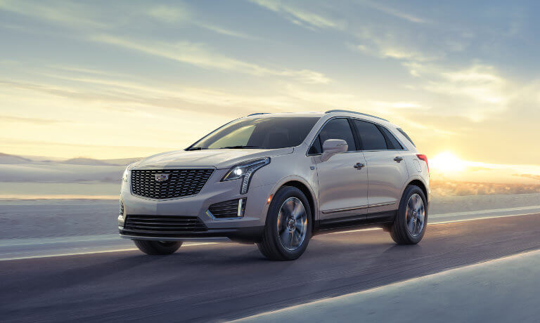 2025 Cadillac XT5 driving fast in desert