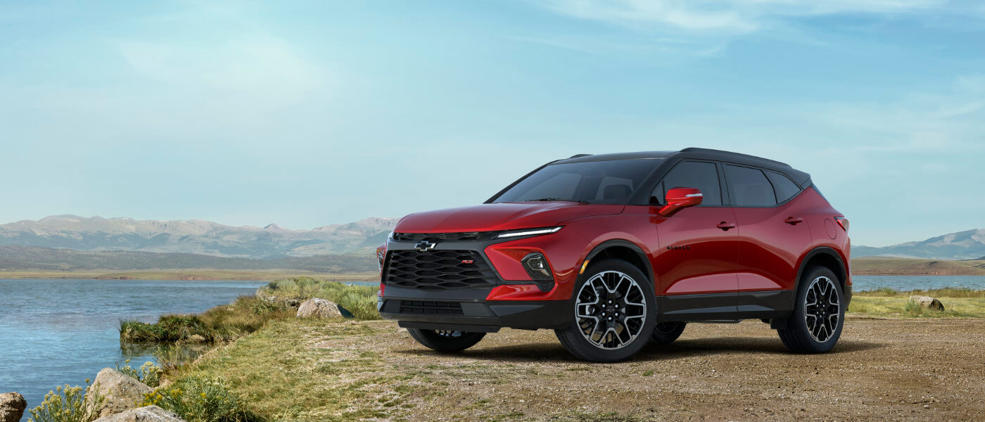 2025 Chevy Blazer parked near a lake