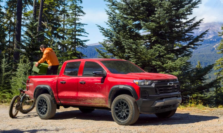 2024 Chevy Colorado in mountains loading bed