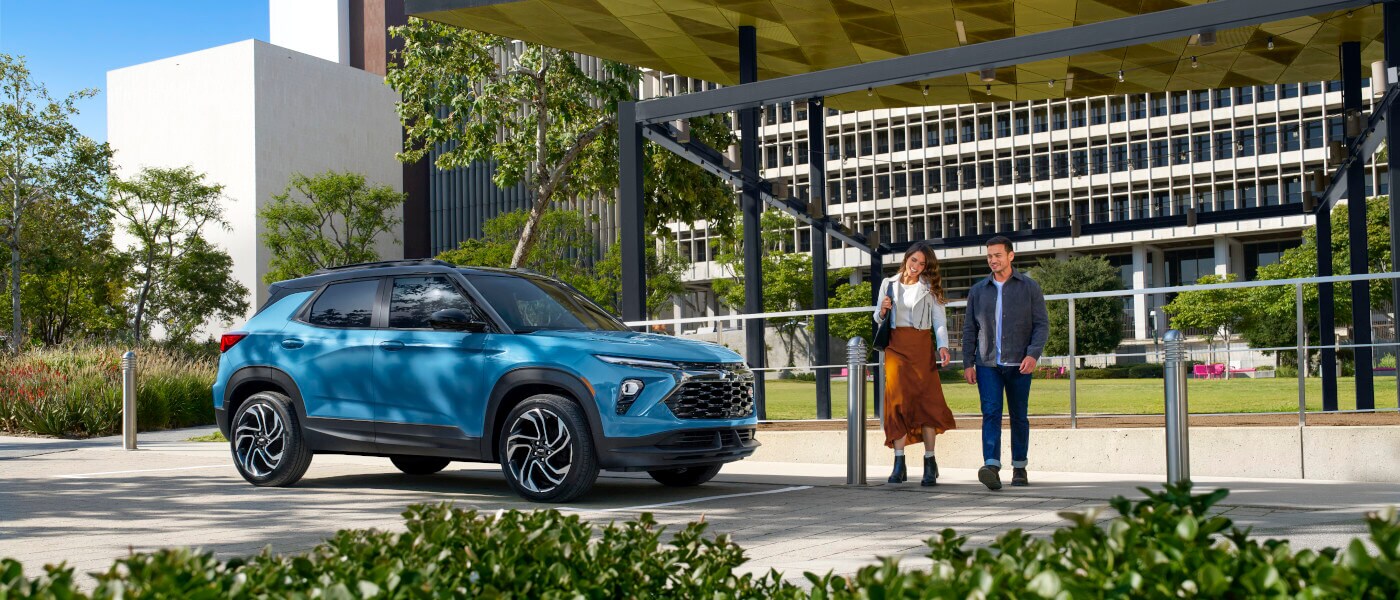 2026 Chevy Trailblazer parked under a promenade