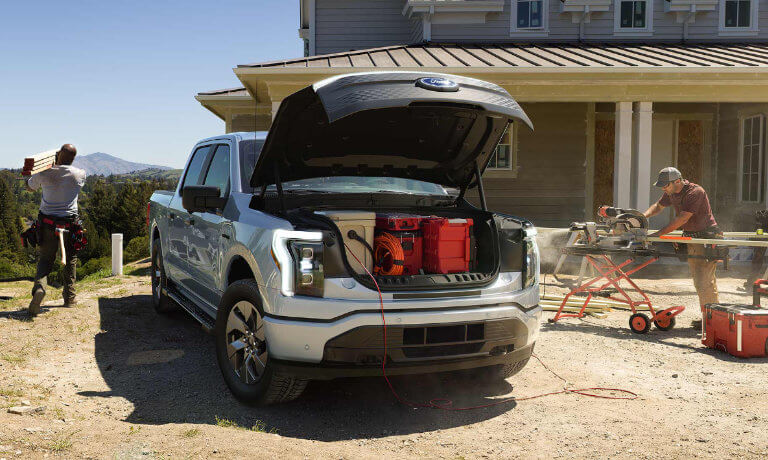 2025 Ford F-150 Lightning Exterior Frunk Open Construction Site