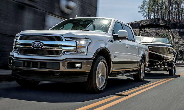 2019 Ford F-150 towing a boat