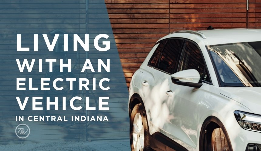 Electric car charging at a home charger in a Hamilton County Indiana house