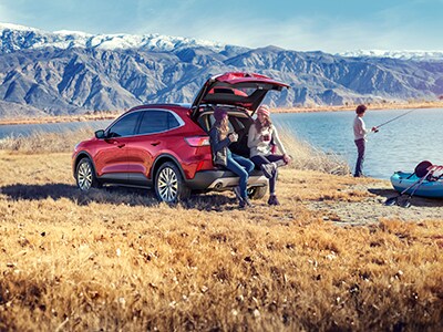Red Ford Escape Camping