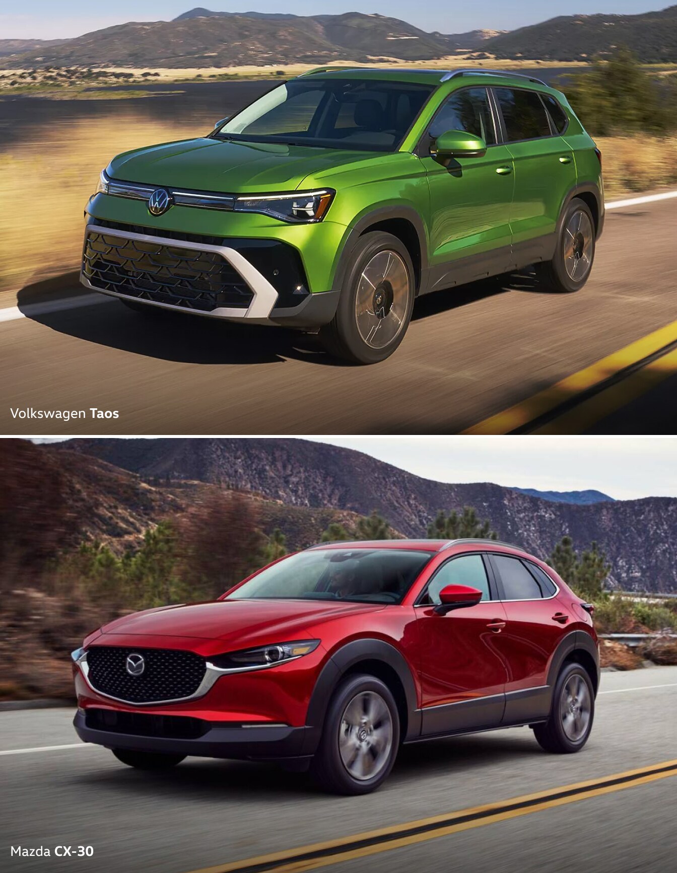 Mazda CX-30 vs. Volkswagen Taos Specs, Towing & MPG