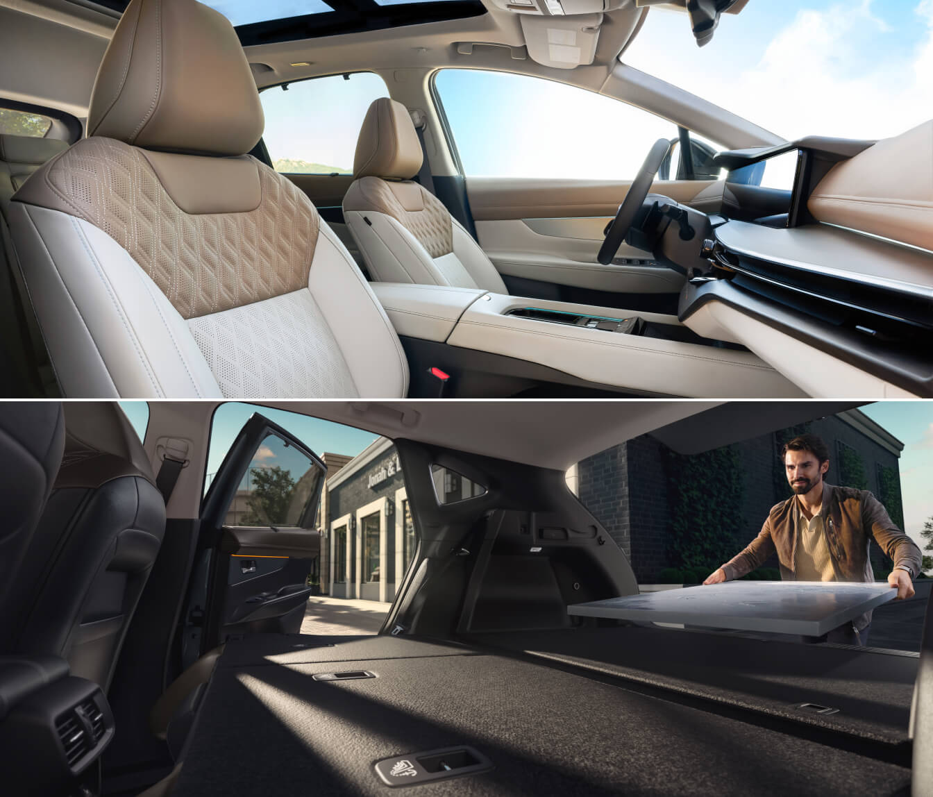 2025 Nissan Murano SUV interior featuring premium quilted leather seats and modern dashboard design