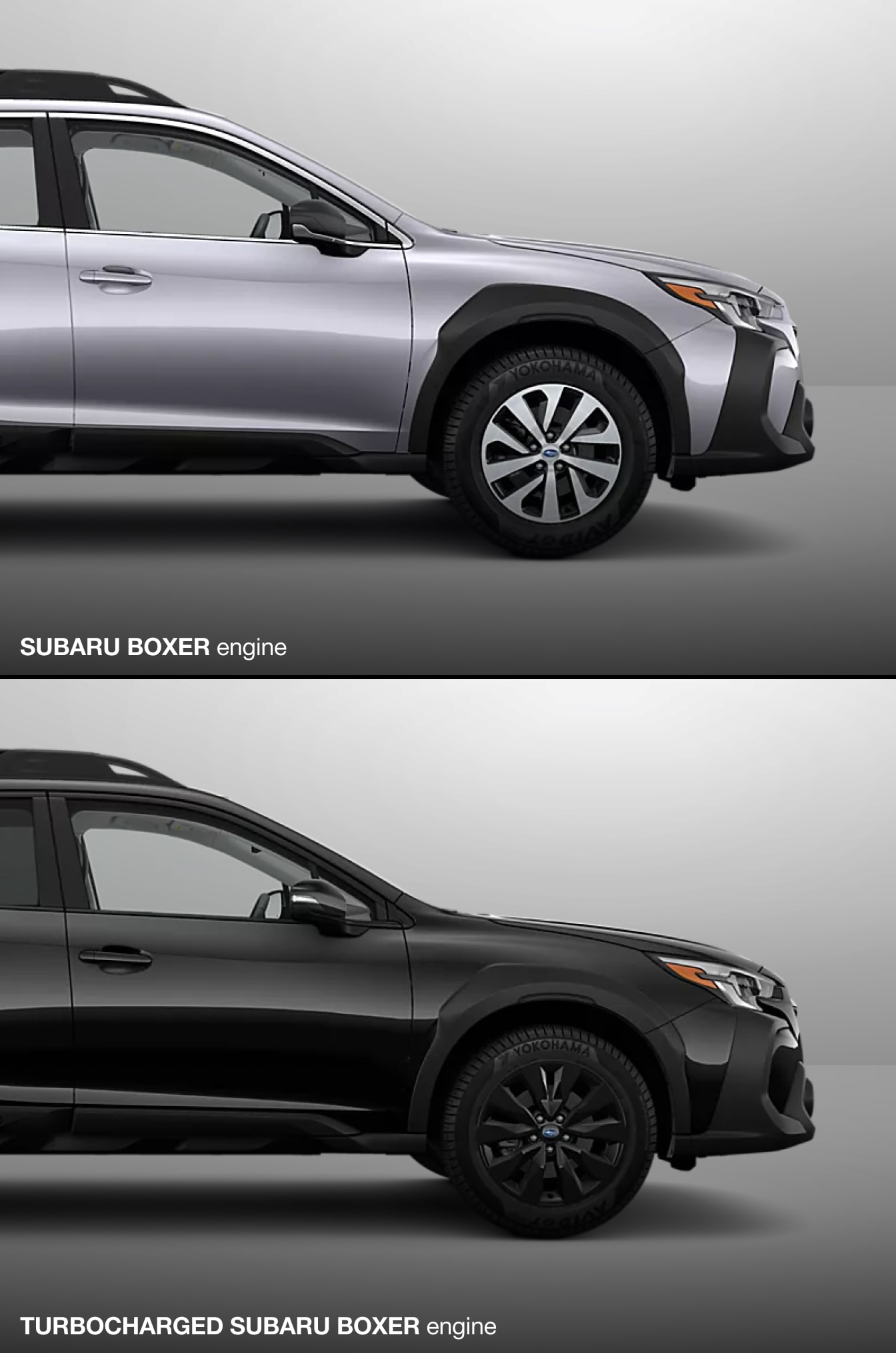 Subaru Boxer and Turbocharged Subaru Boxer Side View