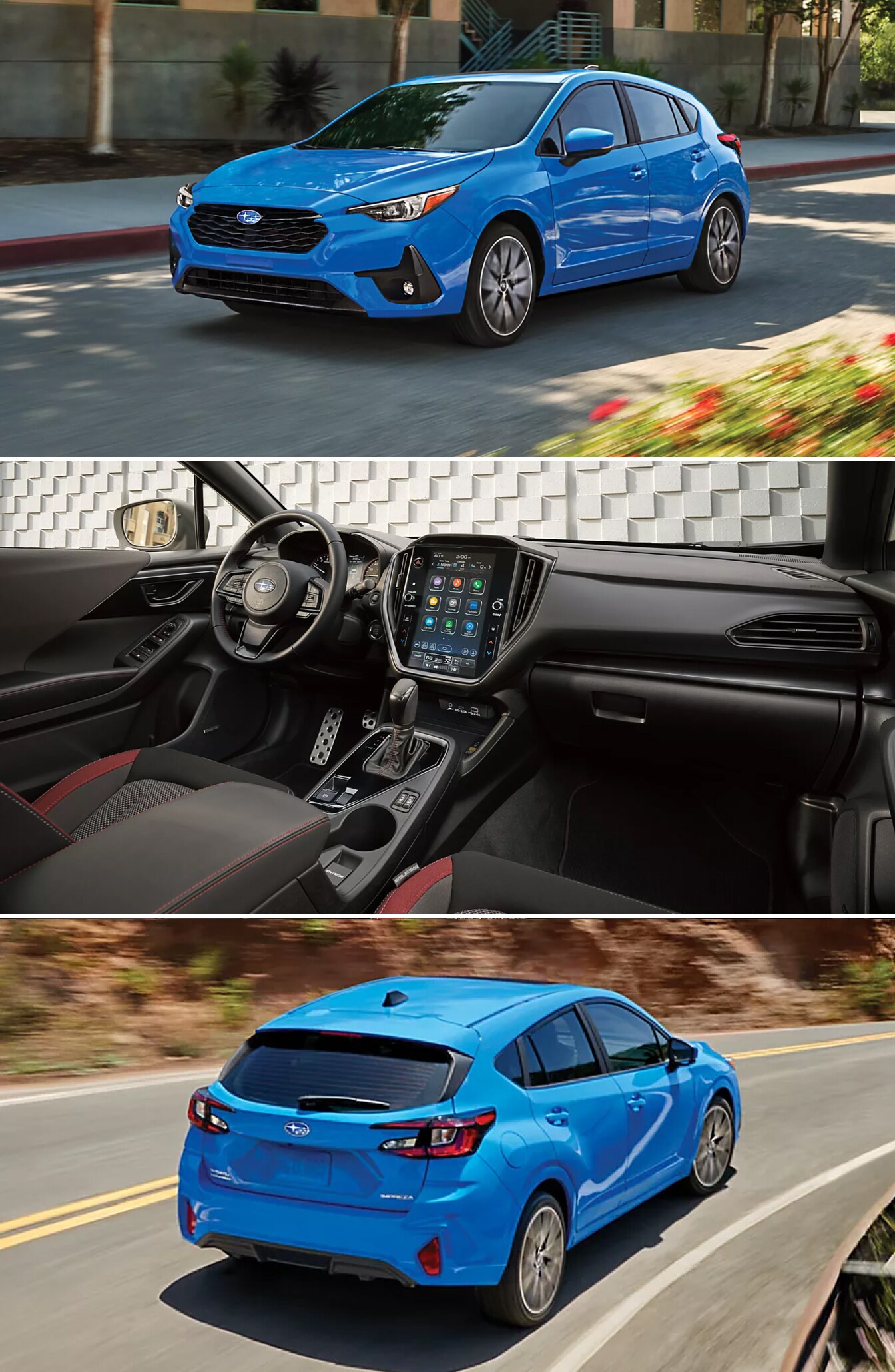 Blue Subaru Impreza exterior and interior views