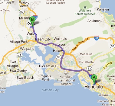 Honolulu to 94-1299 Ka Uka Blvd, Waipahu, HI