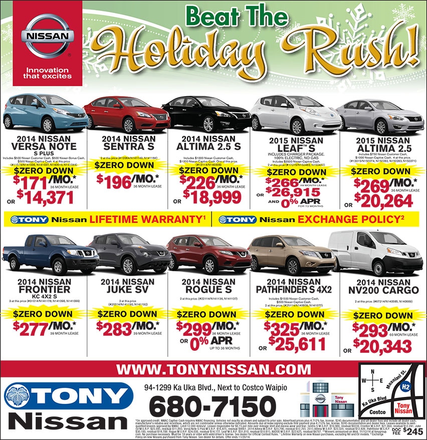 Honolulu Nissan Dealer New & Used Nissan Cars Waipahu Tony Nissan