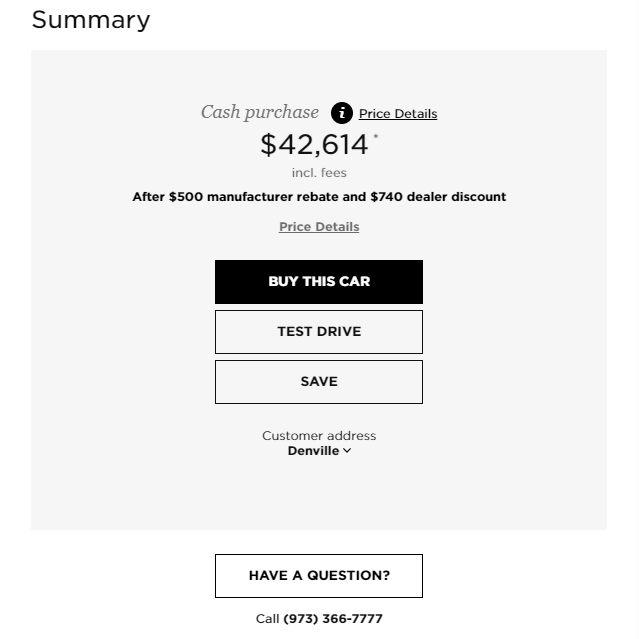 Purchase Summary Screenshot of Digital Retailing Purchase Summary