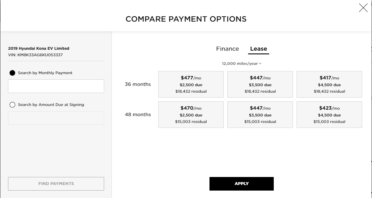 Payment Method Screenshot Screenshot of Digital Retailing tool Payment Method section