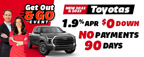 New 2022 and 2023 Toyotas 1.9% APR, $0 Down, No Payments 90 Days