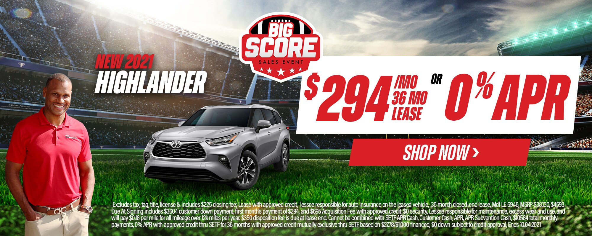 New 2021 Highlander $294/mo for 36mo lease OR 0% APR