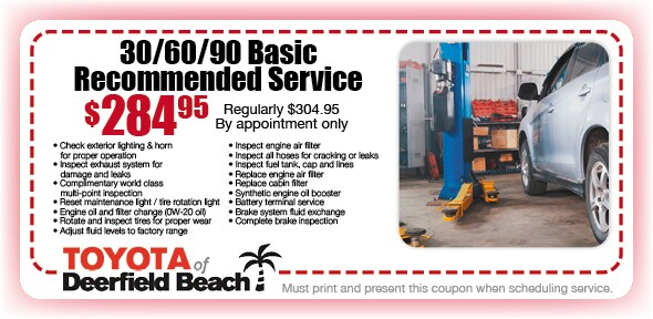 Basic Recommended Service - Coupon, Deerfield Beach Toyota Automotive Service Basic Recommended Service - Coupon, Deerfield Beach Toyota Automotive Service