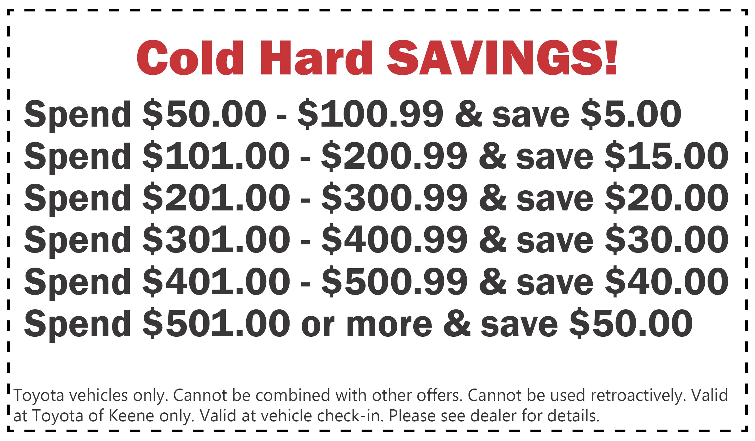 Cold Hard Savings at Toyota of Keene!