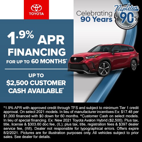 1.9% APR for 60 Months or $2,500 Customer Cash