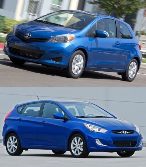 new cars for sale 2014 Toyota Yaris vs Hyundai Accent