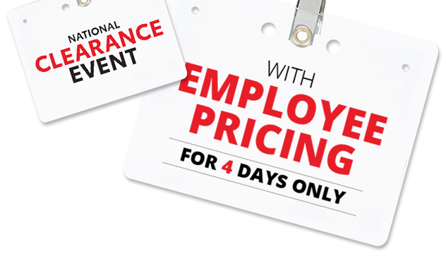 National Clearance Event With Employee Pricing