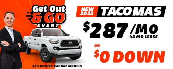 New 2022 Tacoma $287/mo for 48mo lease OR $0 Down