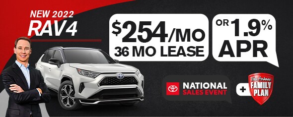 New 2022 RAV4 $254/mo for 36mo lease OR 1.9% APR