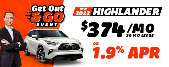 New 2022 Highlander $374/mo for 36mo lease OR 1.9% APR